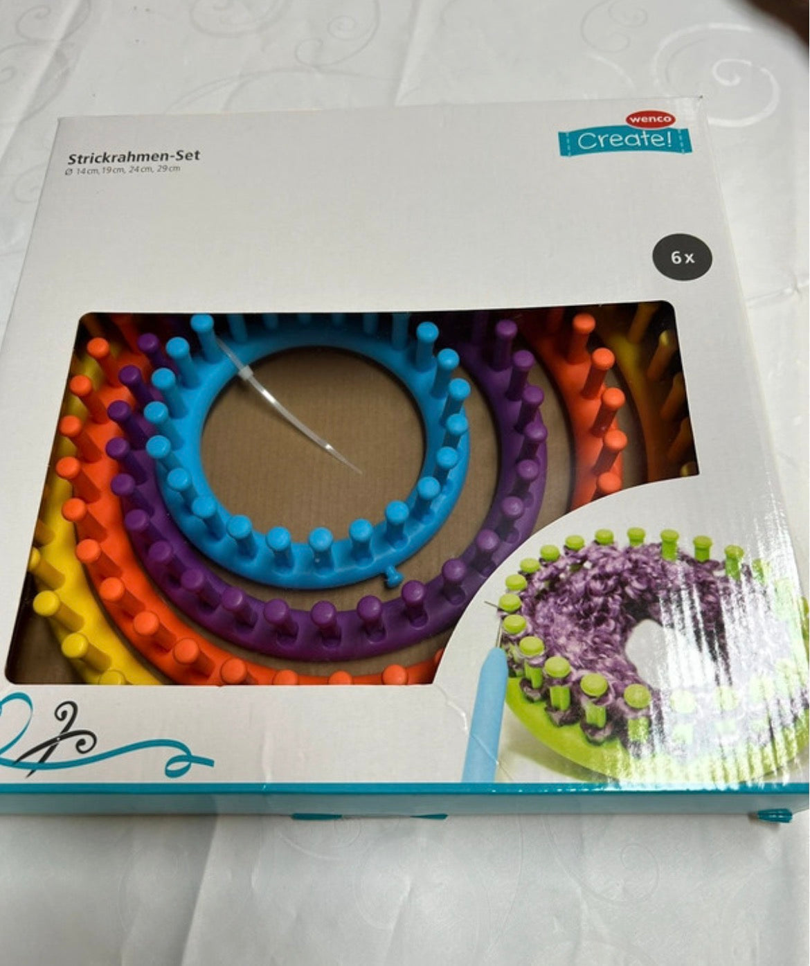 Wenco Create! Strickrahmen-Set rund – 6-teilig, Ø 14–29 cm