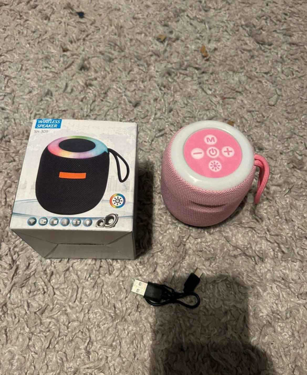 NEU Bluetooth Lautsprecher SH-309 Rosa RGB LED + OVP