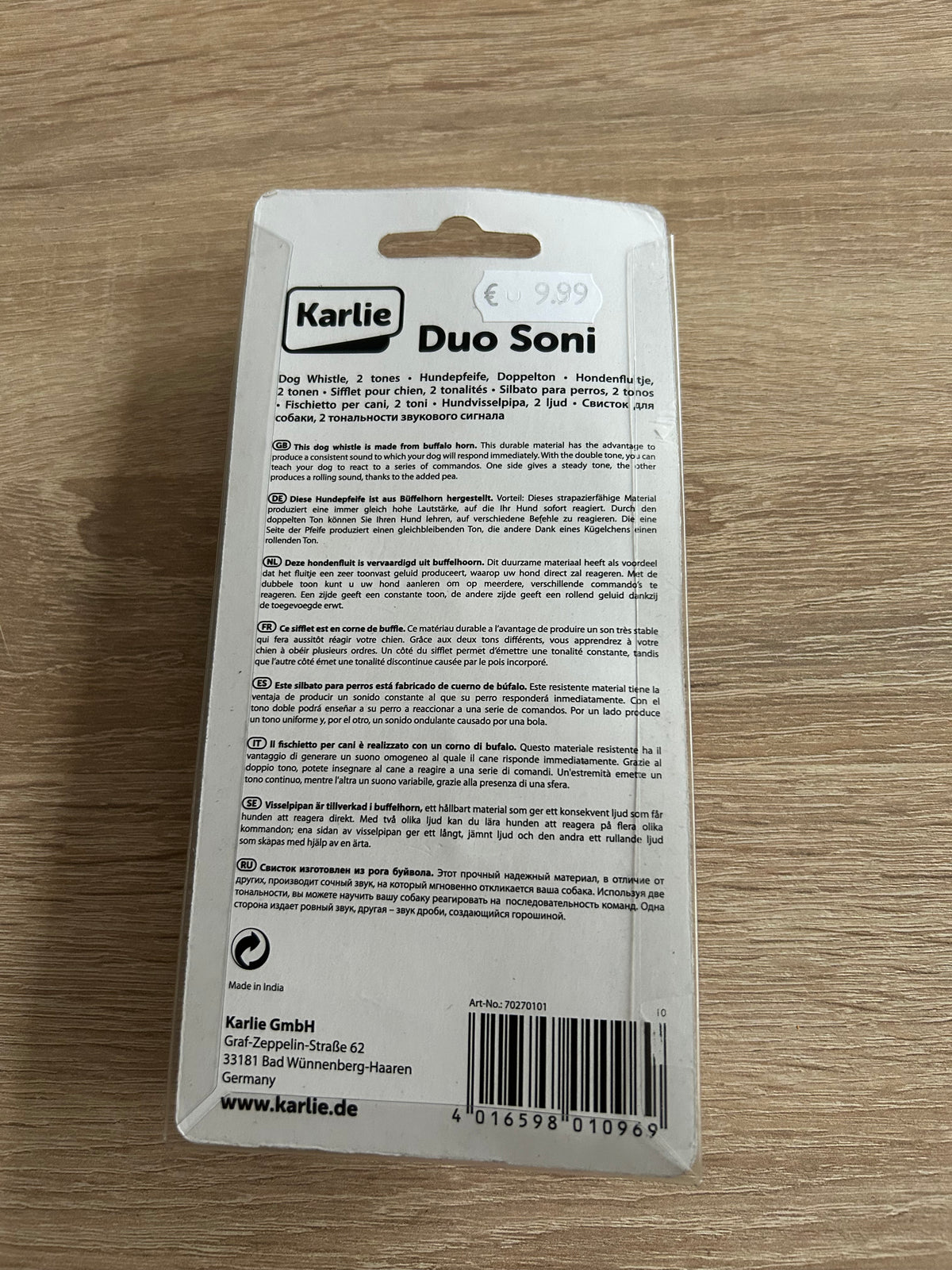 Karlie Duo Soni Hundepfeife Doppelton aus Büffelhorn