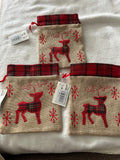 Weihnachten Geschenkbeutel Jute Rentier rot