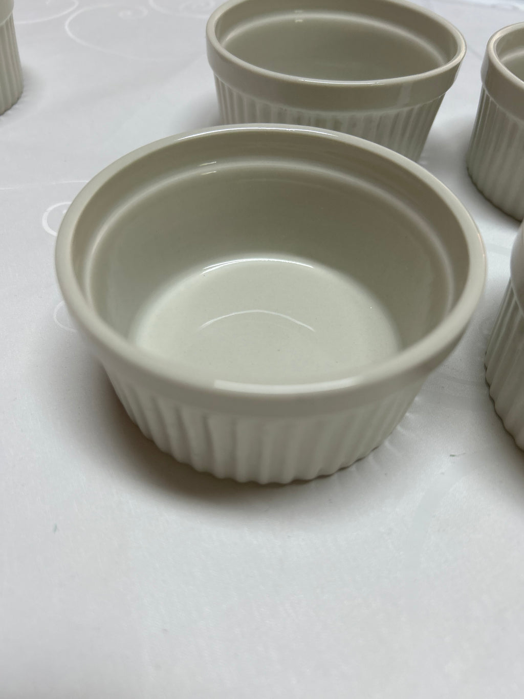 4er Set Porzellan Ramequins Soufflé Förmchen - Creme Ofenfest