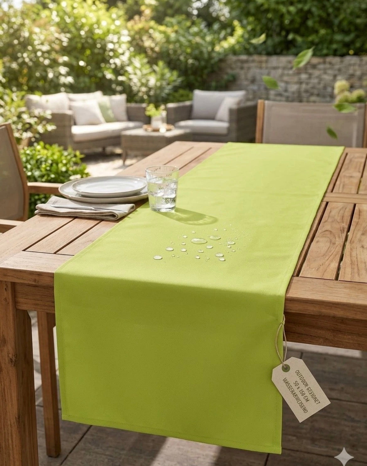 Jemidi Outdoor Tischläufer 50x150cm Apfelgrün
