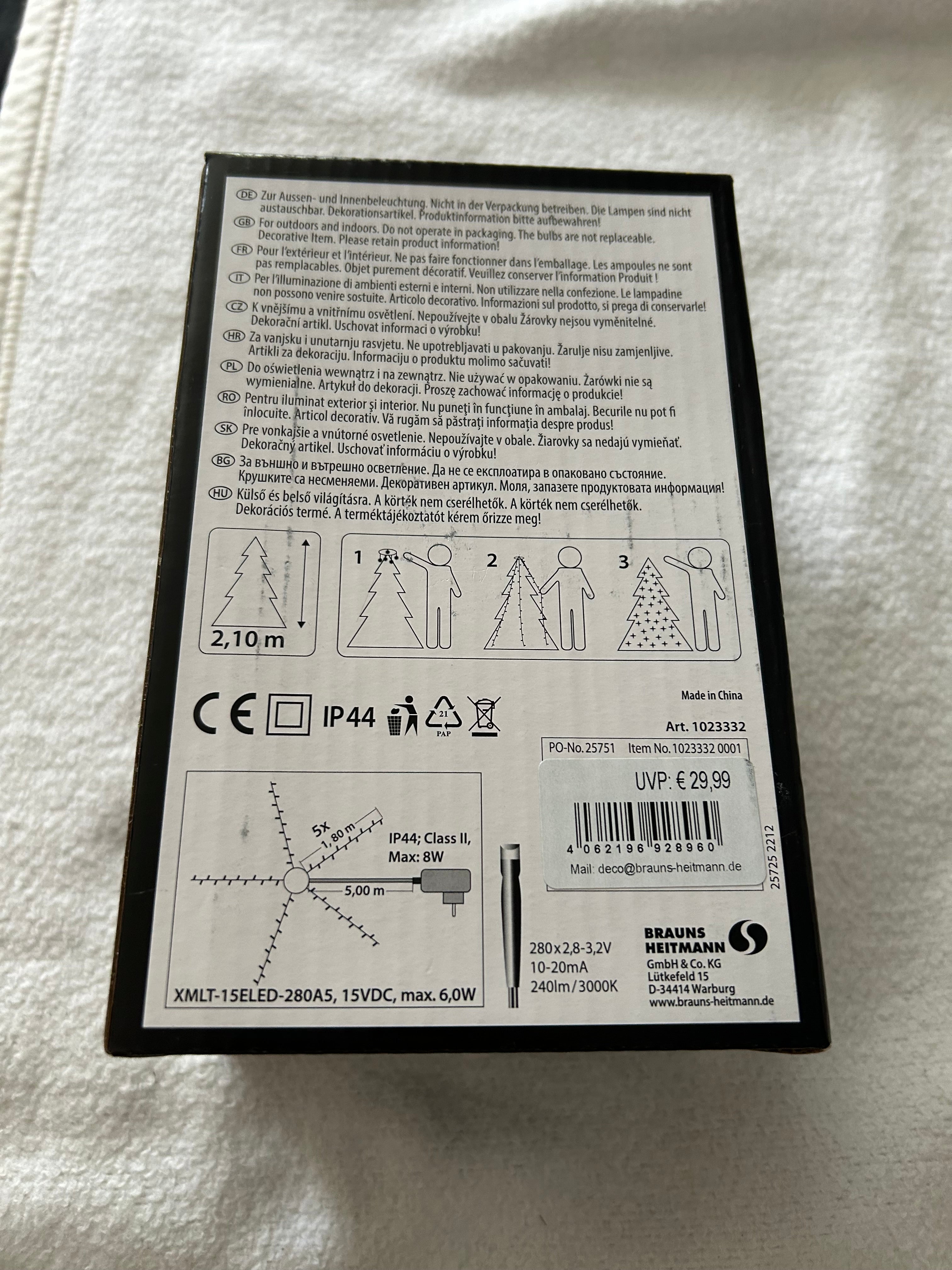 Deco Heitmann LED Baumbeleuchtung 280x warmweiß 2,10m NEU