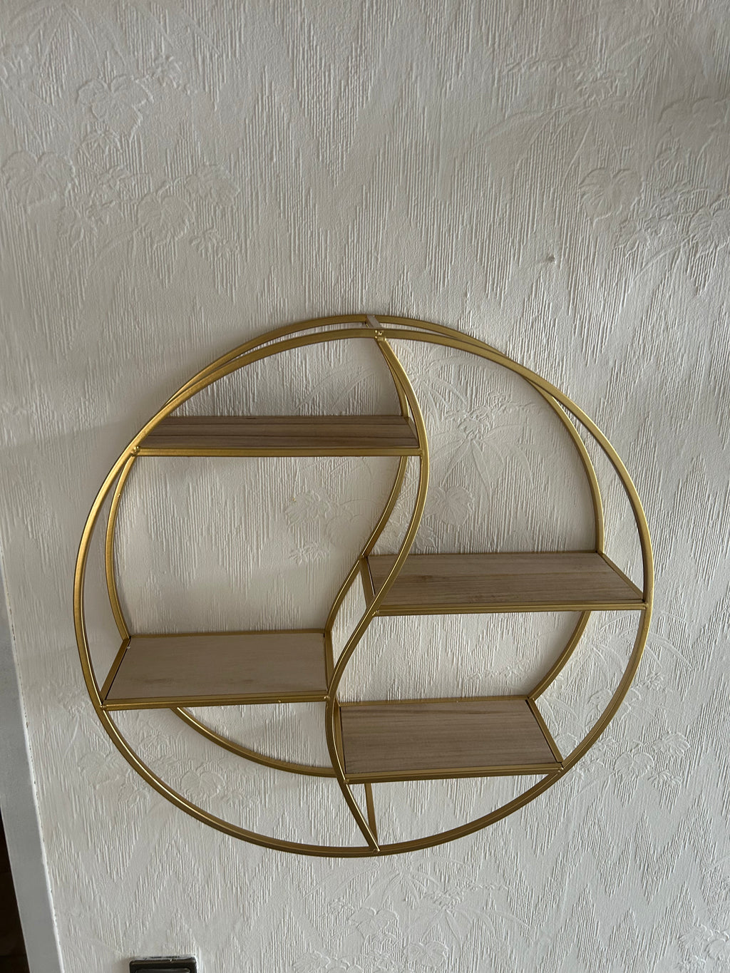 Wandregal Rund 55cm Gold Holz 4 Böden Wandboard Deko Regal