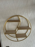 Wandregal Rund 55cm Gold Holz 4 Böden Wandboard Deko Regal