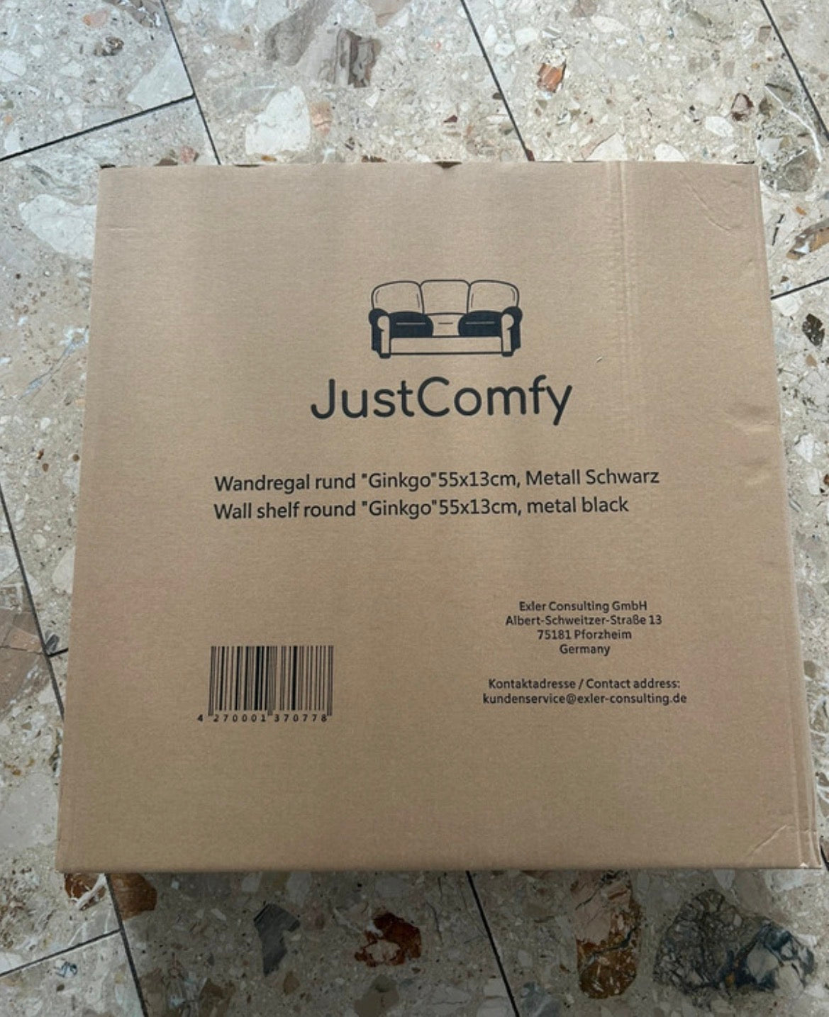 JustComfy Wandregal rund Ginkgo 55cm Metall Schwarz Holz Boho