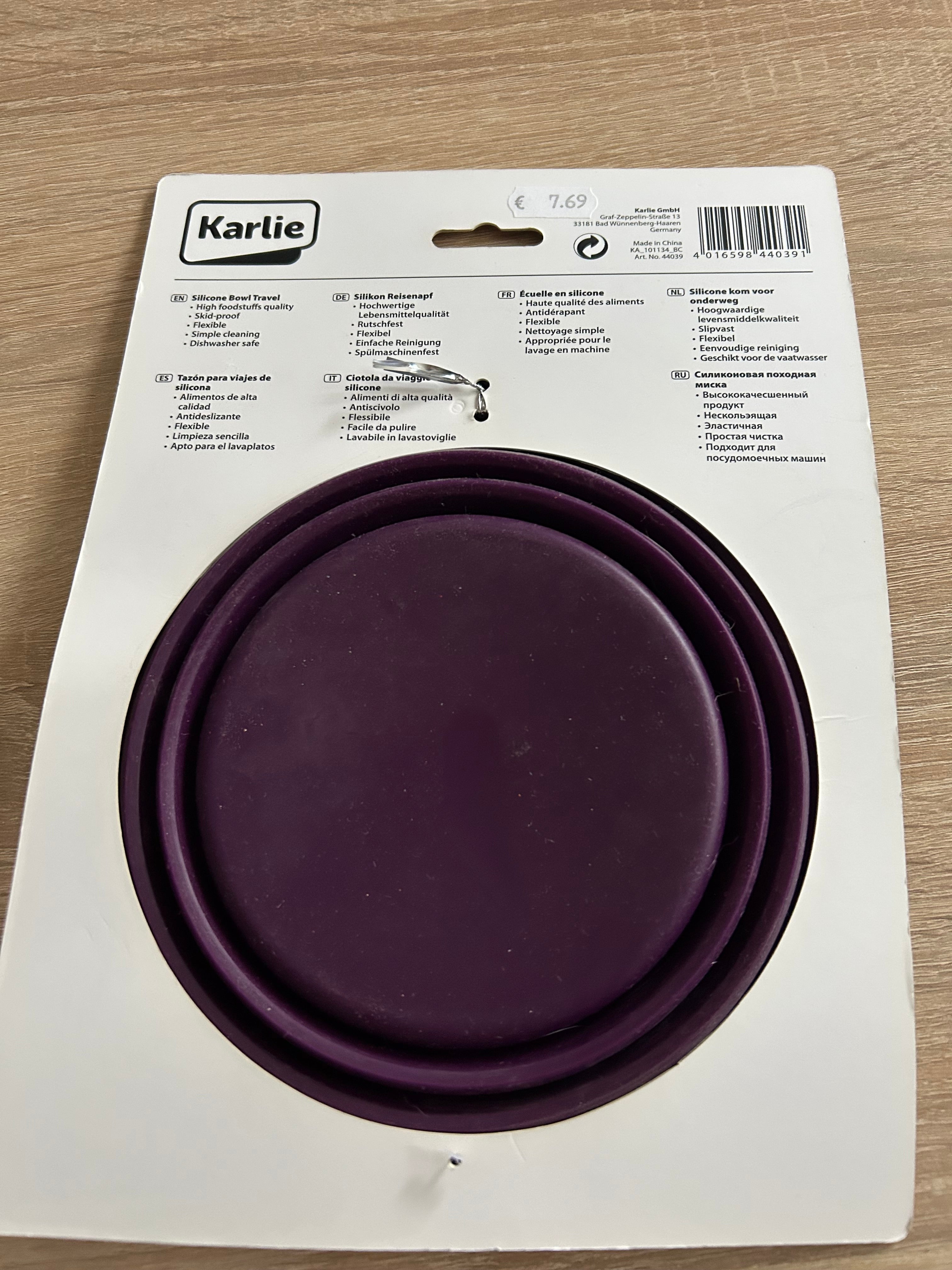 Karlie Silikon Reisenapf Faltbar 1L Lila