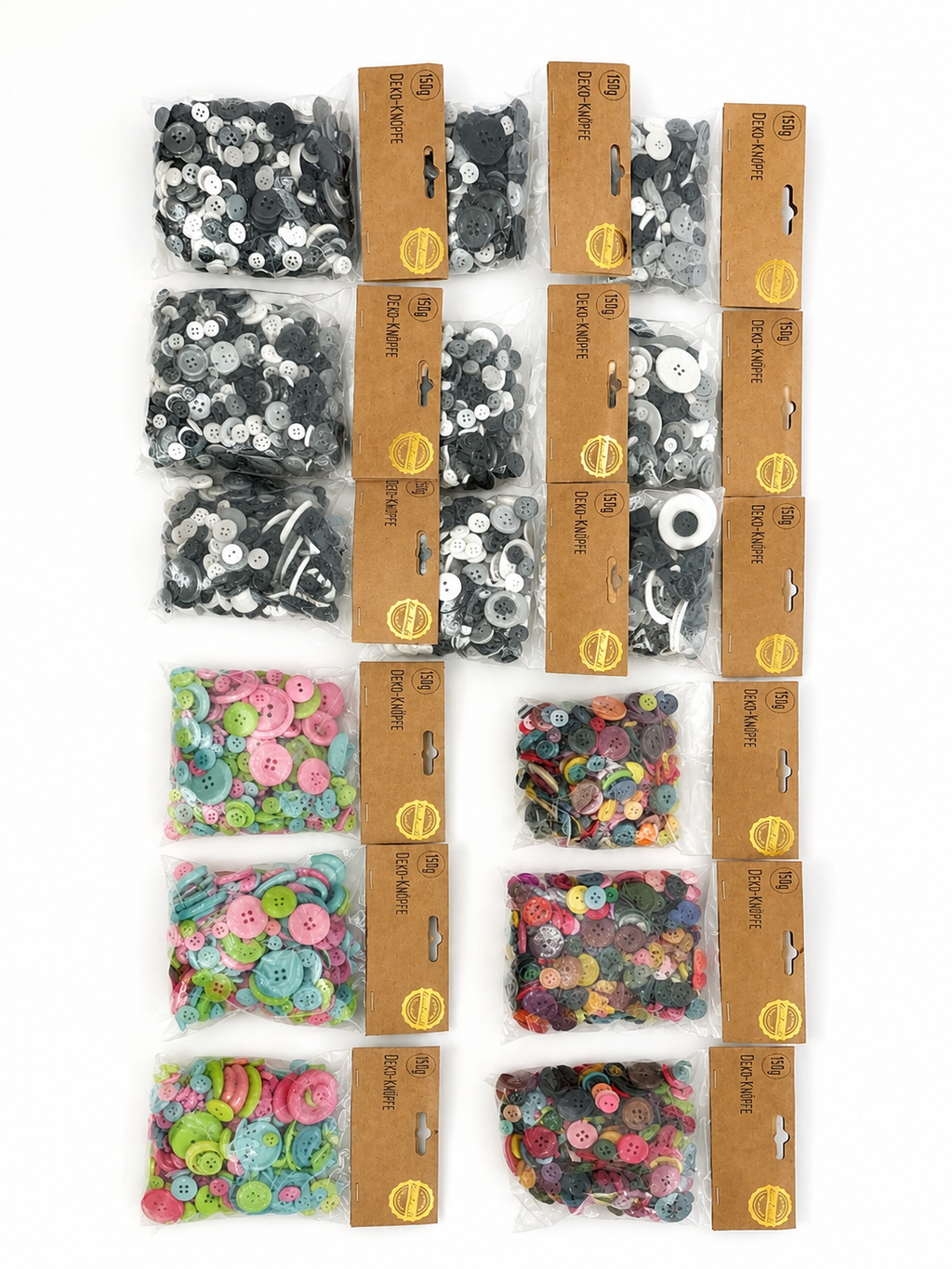 15 Packungen Deko-Knöpfe a 150g Set