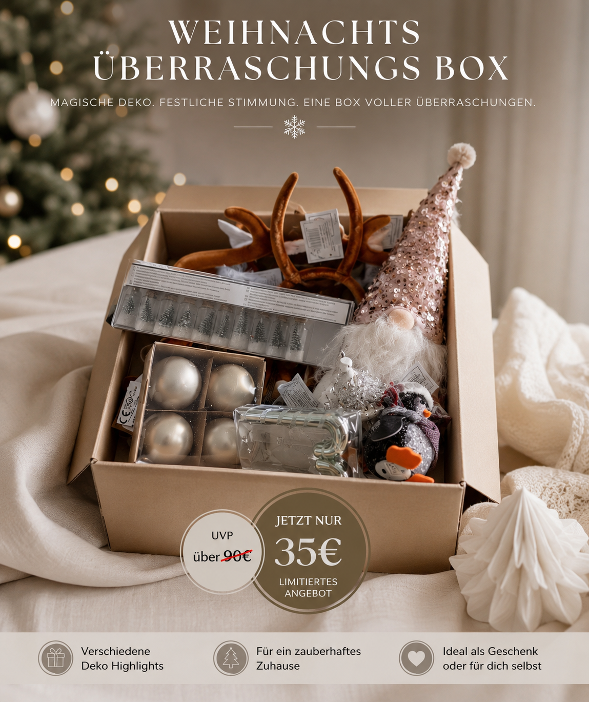 Weihnachts Überraschungsbox – Festliche Deko zum Vorteilspreis | UVP über 90 € – nur 35 €