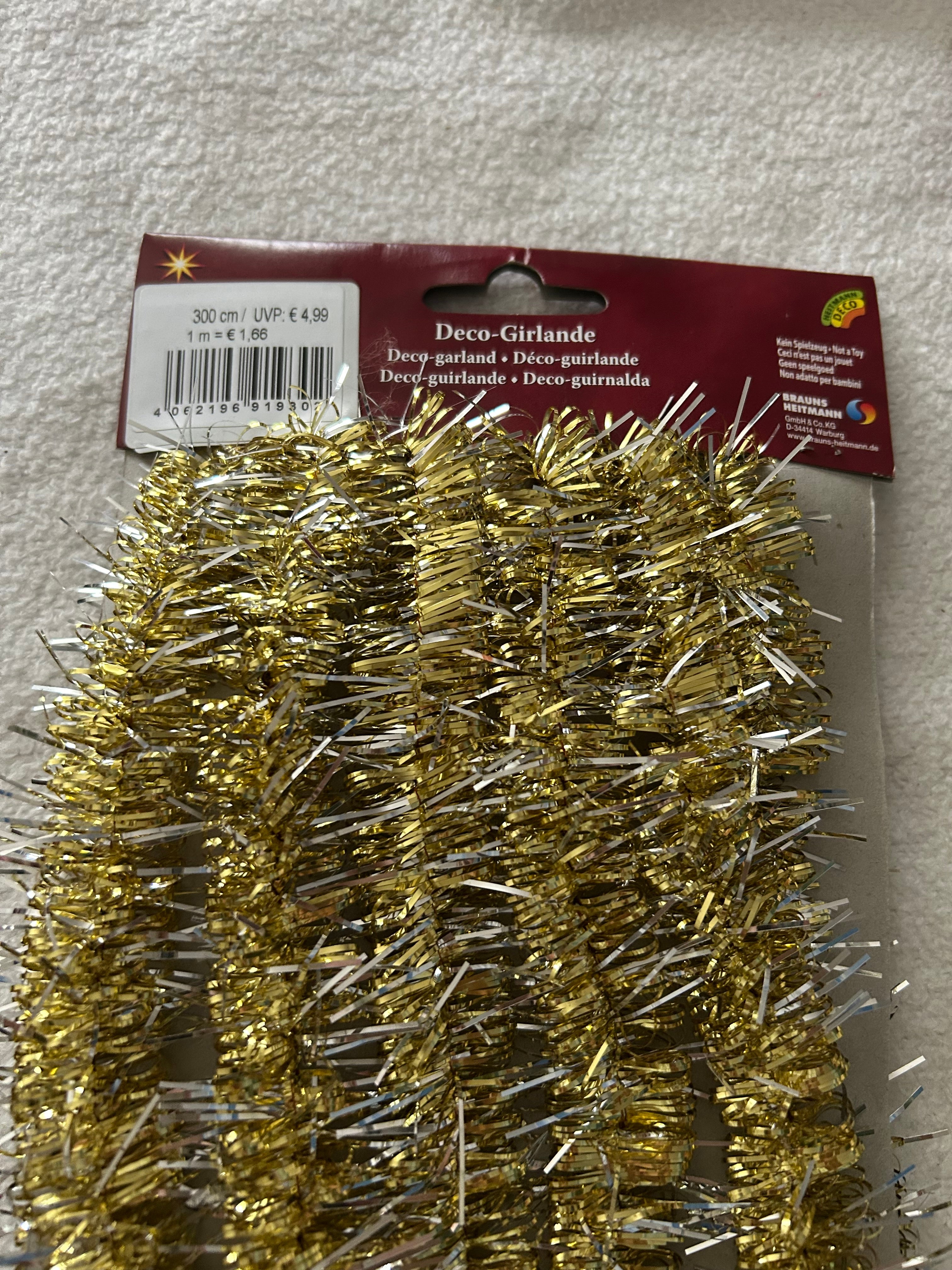 Deco Girlande Lametta gold silber 300cm NEU OVP