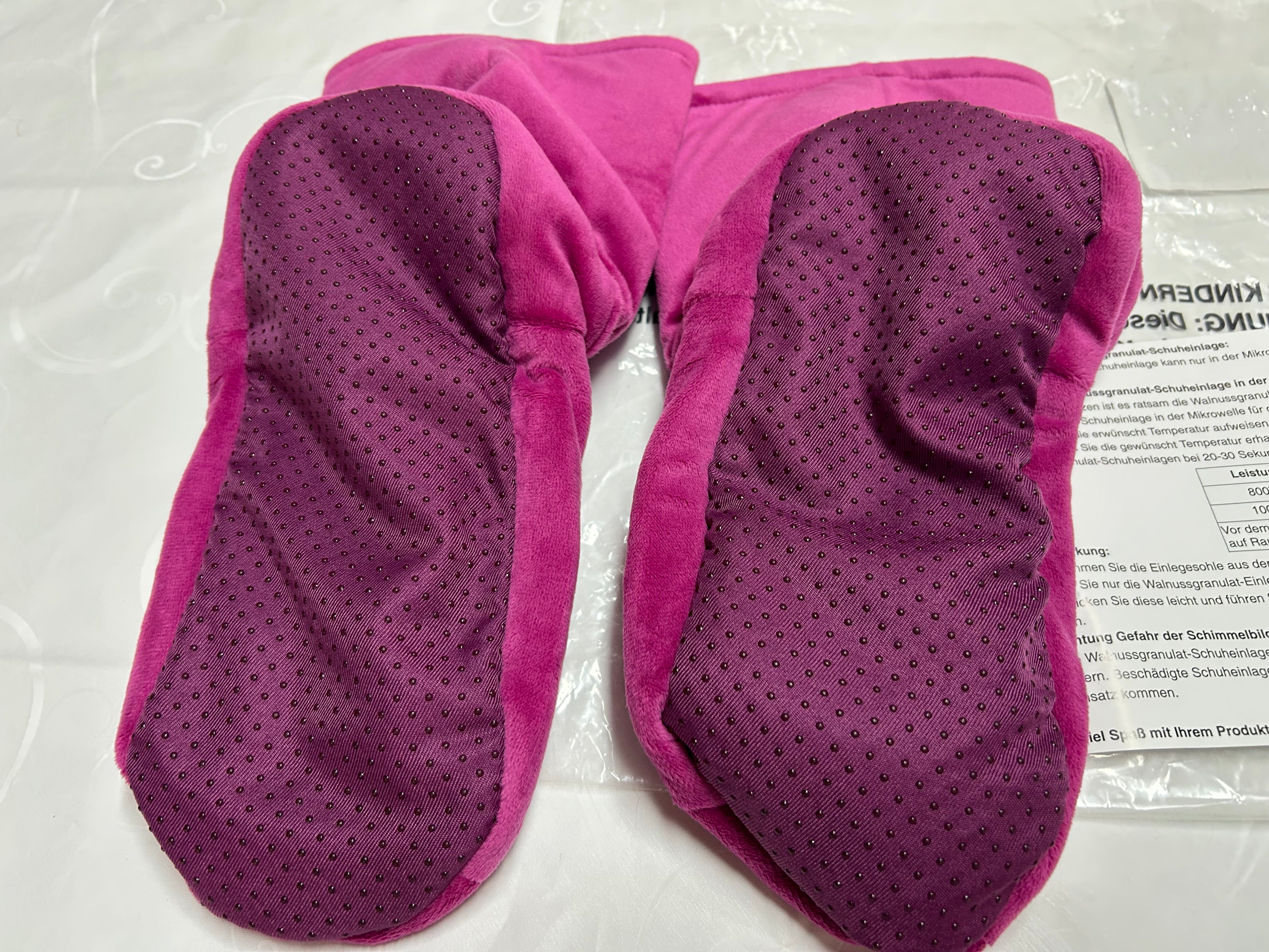 Wärme Pantoffeln pink Mikrowelle Walnussgranulat