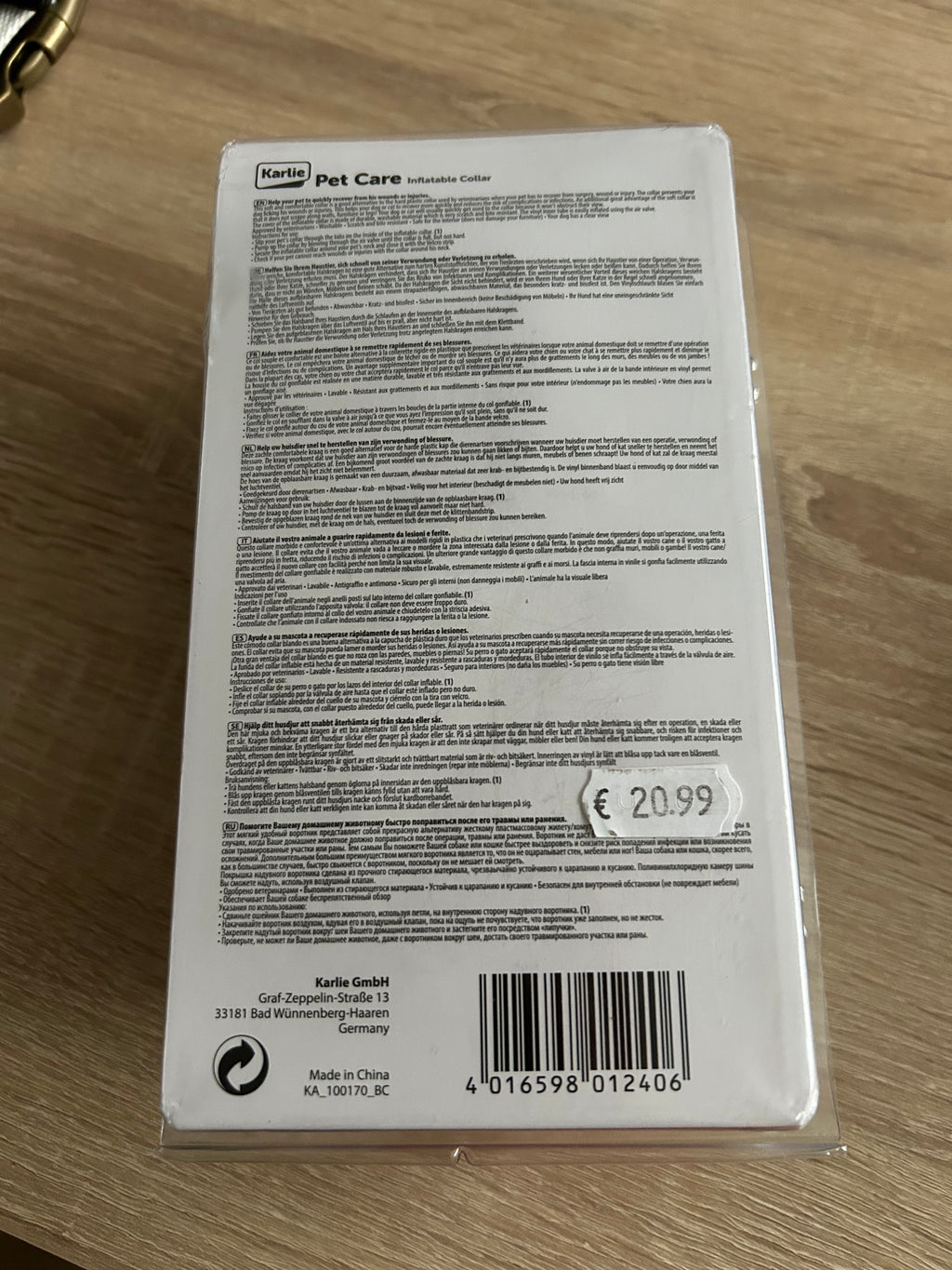 XL Karlie Pet Care Aufblasbarer Halskragen Leckschutz XL 60-80cm