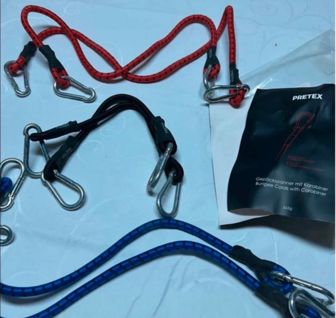 Pretex Gepäckspanner Set 6-teilig NEU - mit Karabiner - 3 Größen