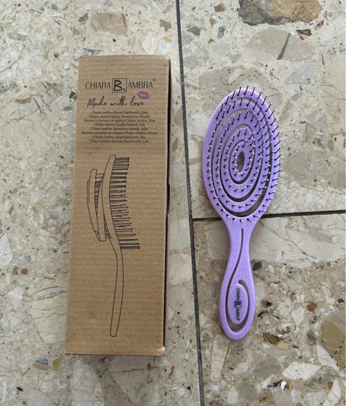 Chiara Ambra Spiral Haarbürste Lila Entwirrbürste Detangler
